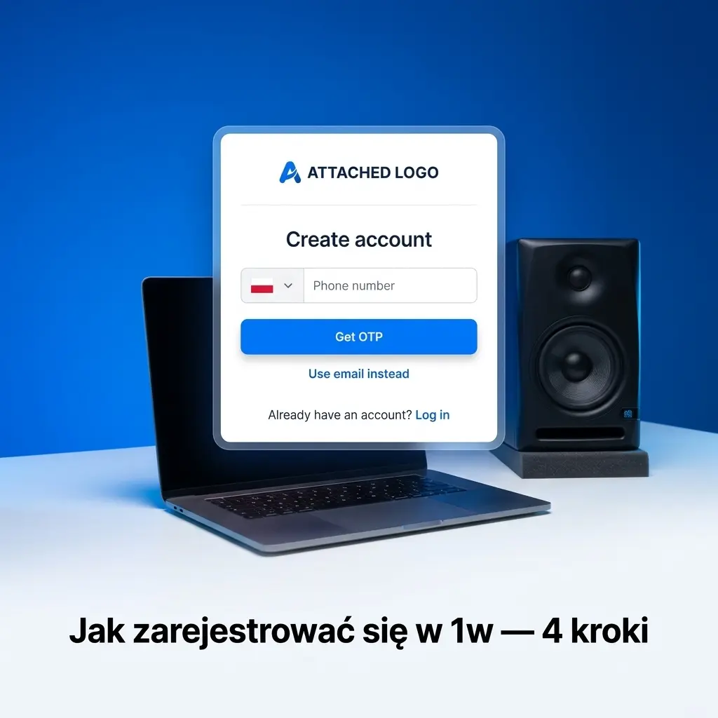 Formularz rejestracji w 1w — 4 kroki zakładania konta z kodem promocyjnym i bonusem powitalnym