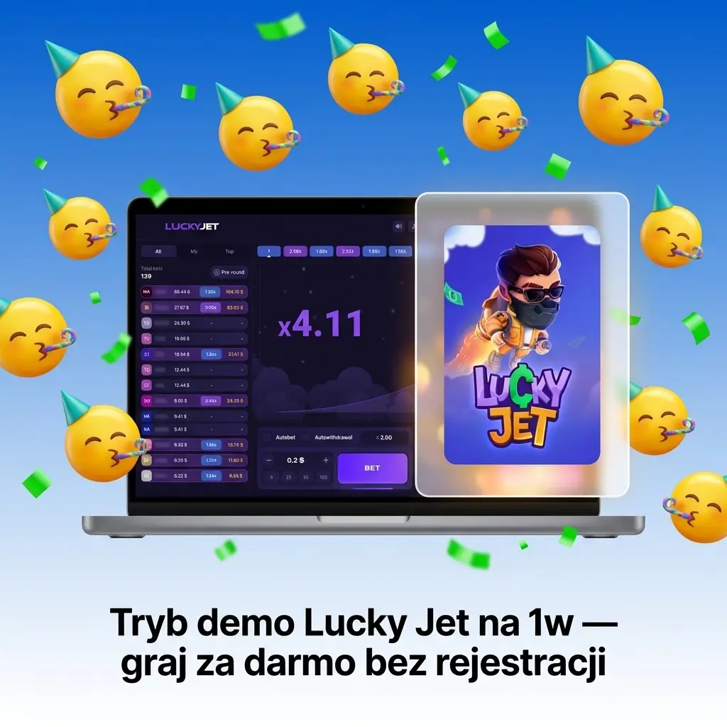 Tryb demo Lucky Jet na 1w – graj za darmo bez rejestracji z wirtualnymi żetonami