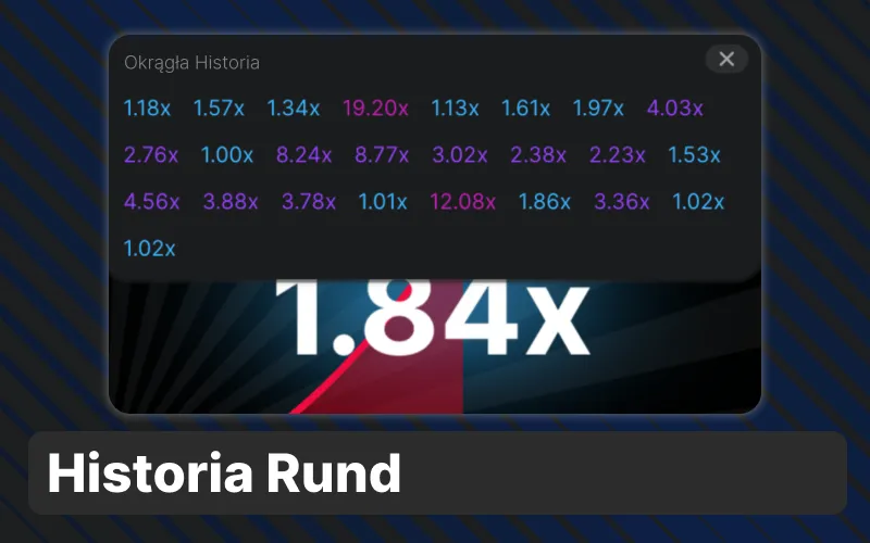 Sprawdź historię rund i wyniki poprzednich lotów w interfejsie 1w.