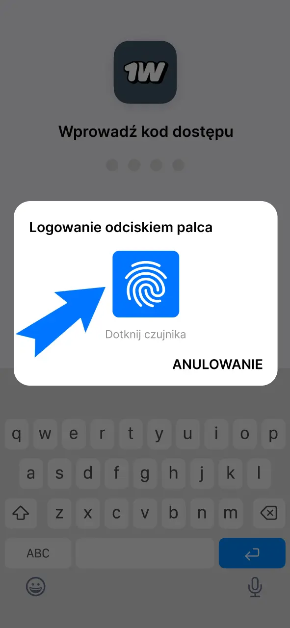 Zaloguj się biometrycznie do aplikacji 1w na telefonie zamiast wpisywać hasło.