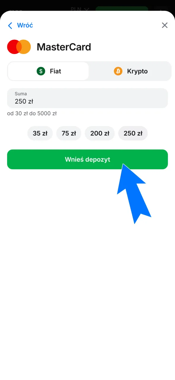 Dokonaj pierwszej wpłaty na konto 1w, aby aktywować bonus powitalny.