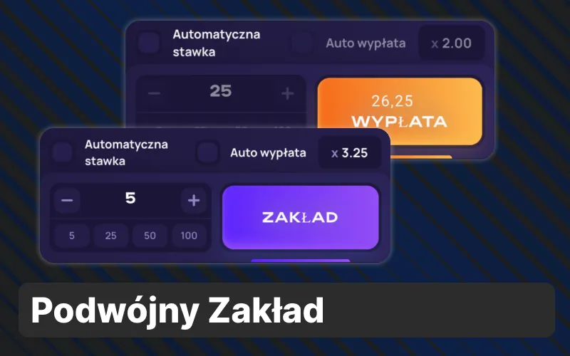 Postaw dwa niezależne zakłady jednocześnie w jednej rundzie Lucky Jet 1w.