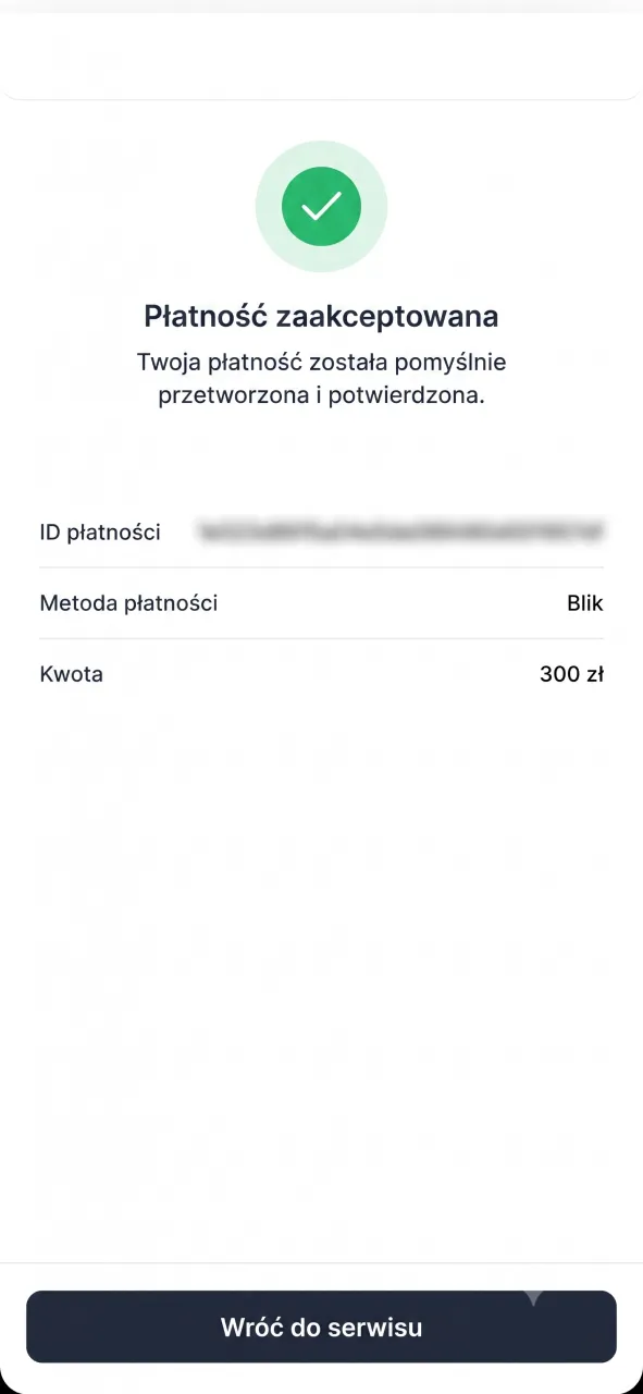 Potwierdź transakcję w aplikacji bankowej, aby sfinalizować wpłatę w 1w.
