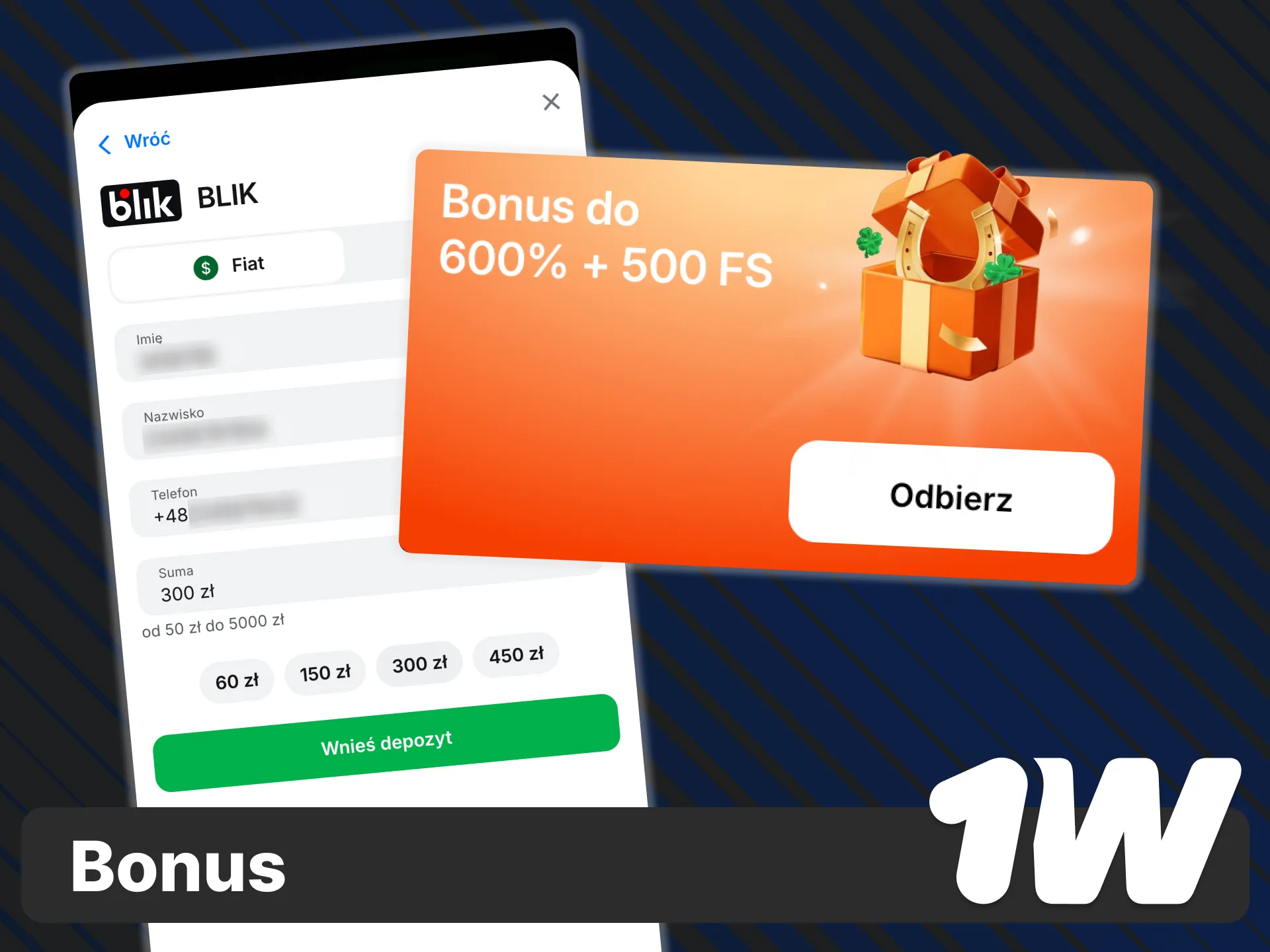 Odbierz bonus za pierwszą wpłatę dla nowych graczy na platformie 1w.