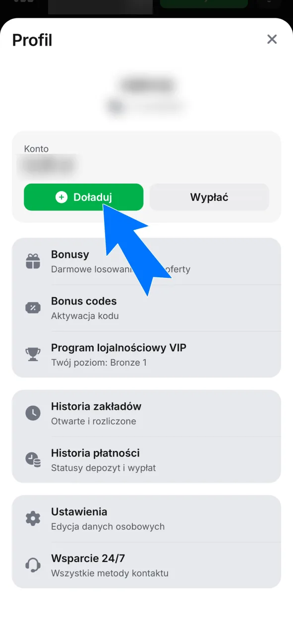 Zaloguj się na konto 1w i przejdź do sekcji kasy w menu głównym.