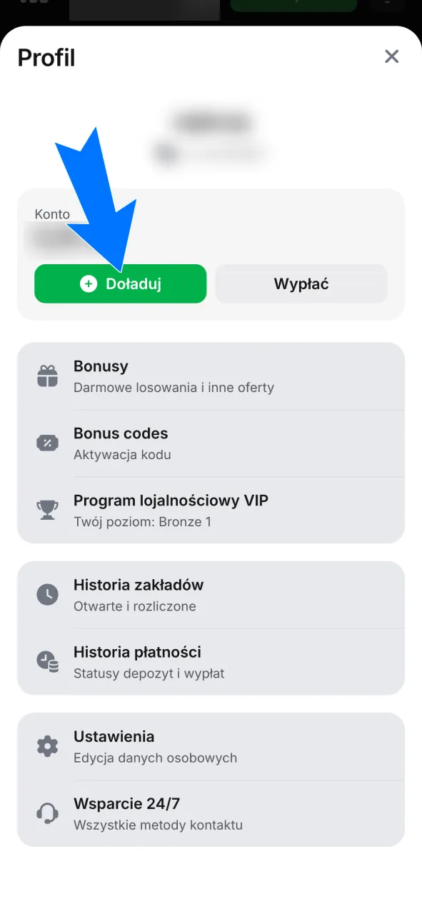 Zaloguj się na konto 1w i przejdź do sekcji kasy w menu głównym.