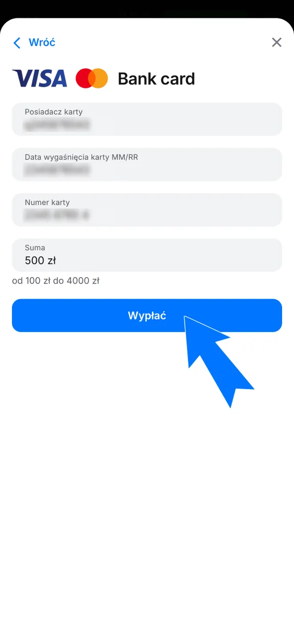 Potwierdź wniosek o wypłatę wygranych w panelu płatności 1w.