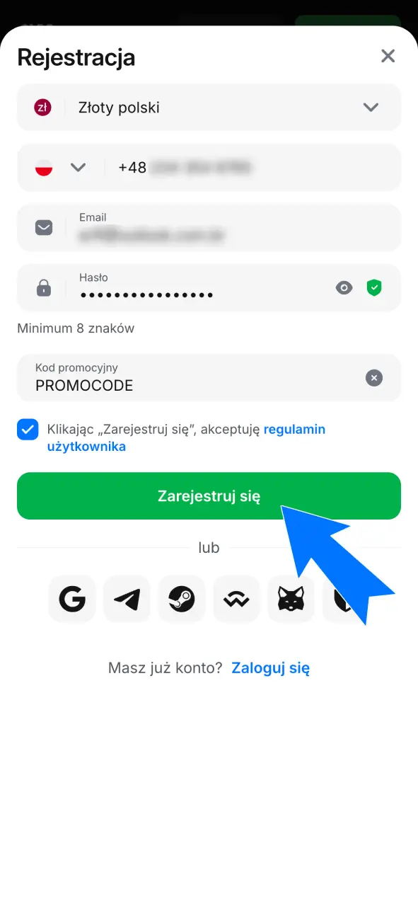 Potwierdź rejestrację w 1w jednym kliknięciem i zacznij grać już teraz.
